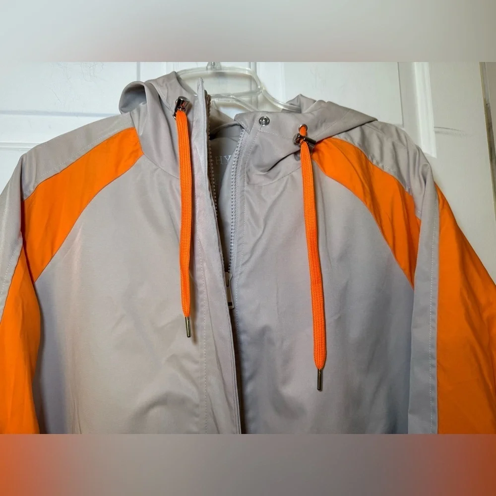 Ulla Popken Hyprar 20 22 2X Beige Neon Orange Hooded Jacket Windbreaker NWT Plus